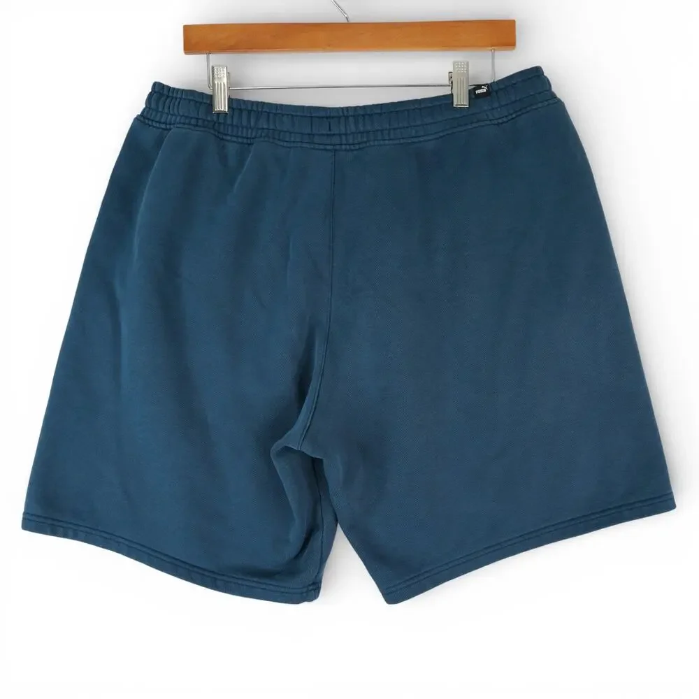 Puma Fleece Shorts Mens XL Blue Drawstring Athletic Athleisure Casual‎